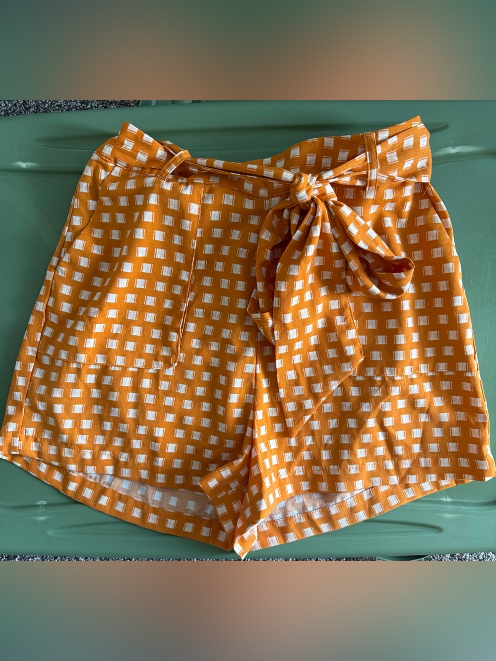 a new day Orange & White High-Waist Tie Shorts